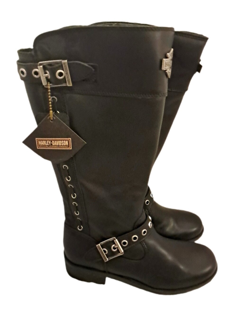 NWT Harley Davidson Women's Annadale Black Leather Mid-Rise Motorcycle Boots 7